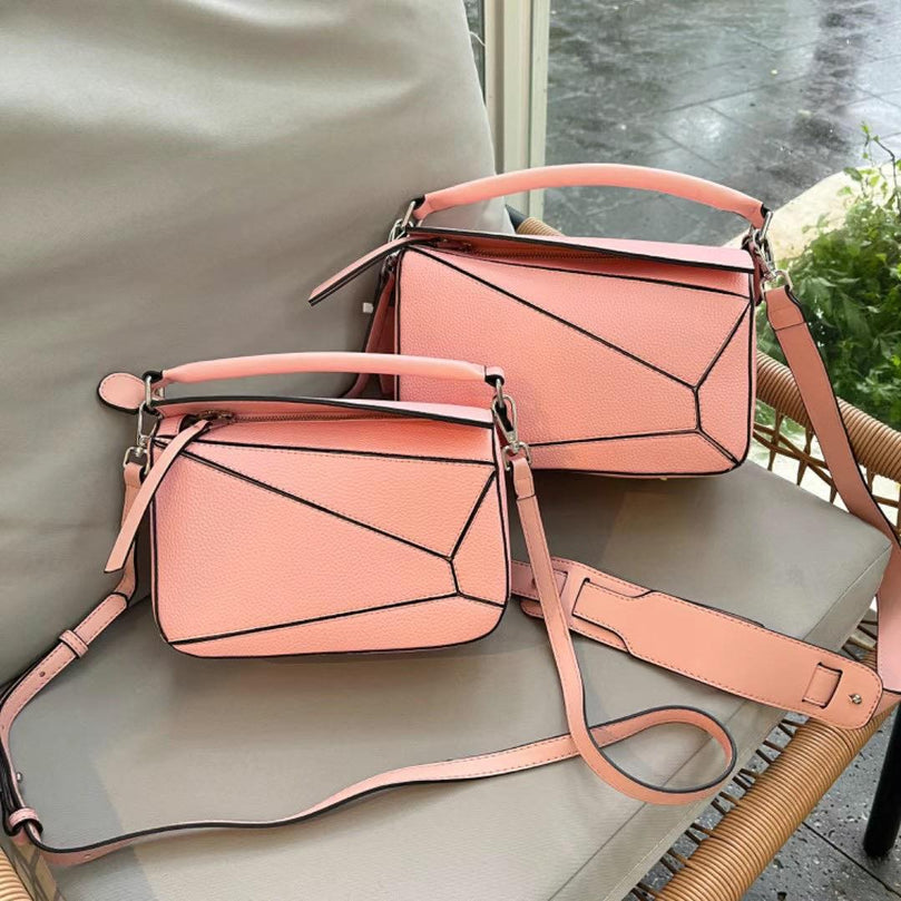 Women's Puzzle Mini Bag Classic Geometric Shoulder Bag Solid Color Zipper Luxury Crossbody Bag 2023 New Designer PU Leather Bag