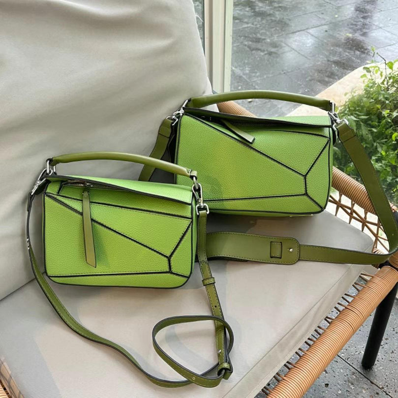 Women's Puzzle Mini Bag Classic Geometric Shoulder Bag Solid Color Zipper Luxury Crossbody Bag 2023 New Designer PU Leather Bag
