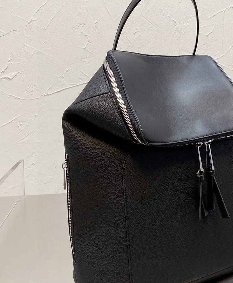 Fahison High Quality Leather Large Capacity Men's Backpack Luxury Design Multifunction Knapsack Student School Bag Men Travel Bag